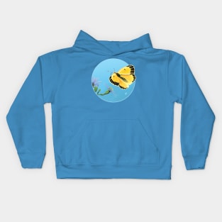 Orange Sulphur Butterfly with Asters Kids Hoodie